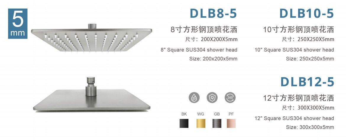 DLB10-5 10寸方形硅胶易洁不锈钢顶喷花洒